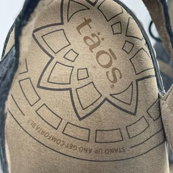 Taos Sandals Women 7 Black Ghilbert Leather Comfort Lace Up Outdoor Active Wedge - Picture 9 of 13